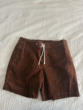 Brooks Brothers Brown Corduroy Drawstring Shorts with White Tie